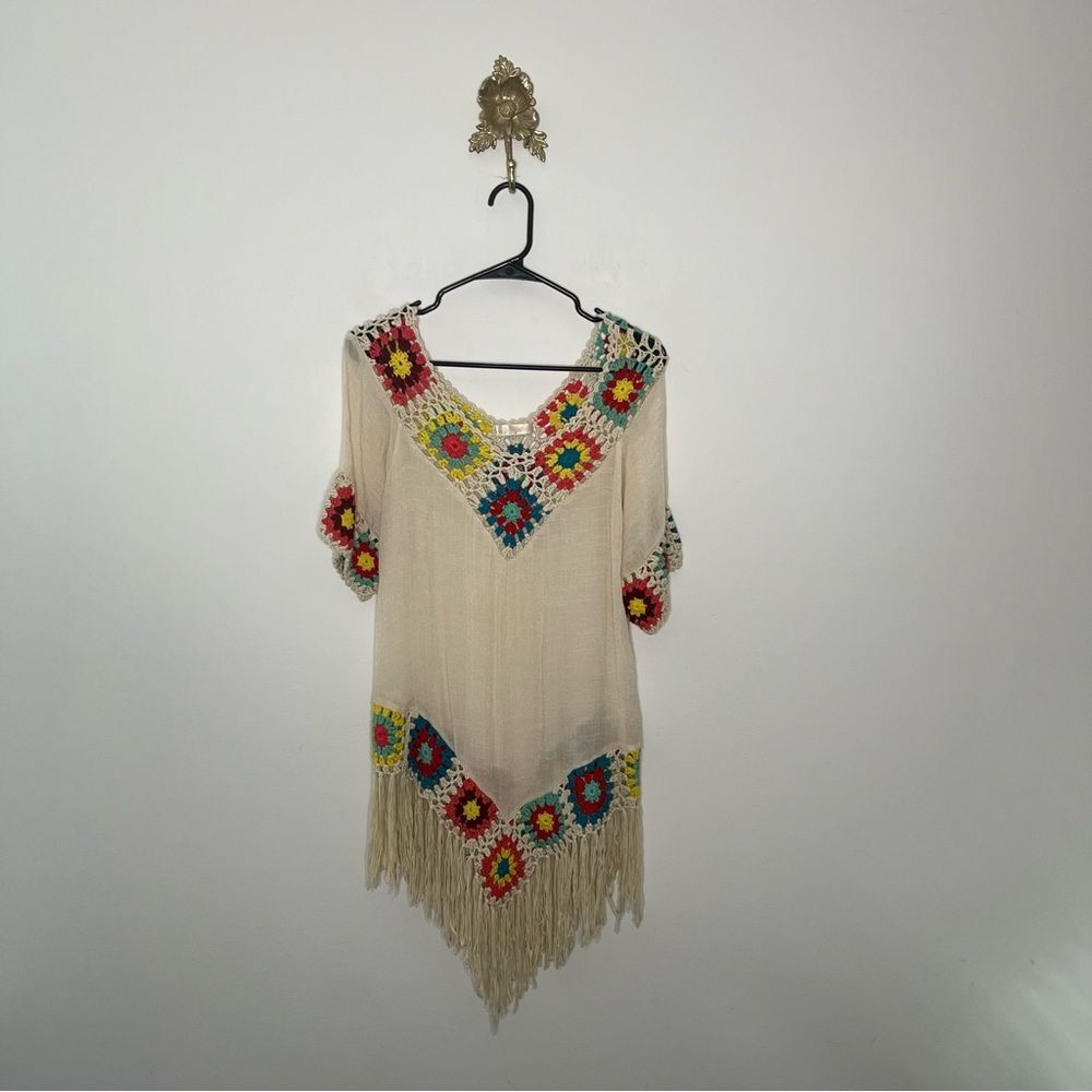 Crochet Granny Square Bathing Suit Cover-up OS